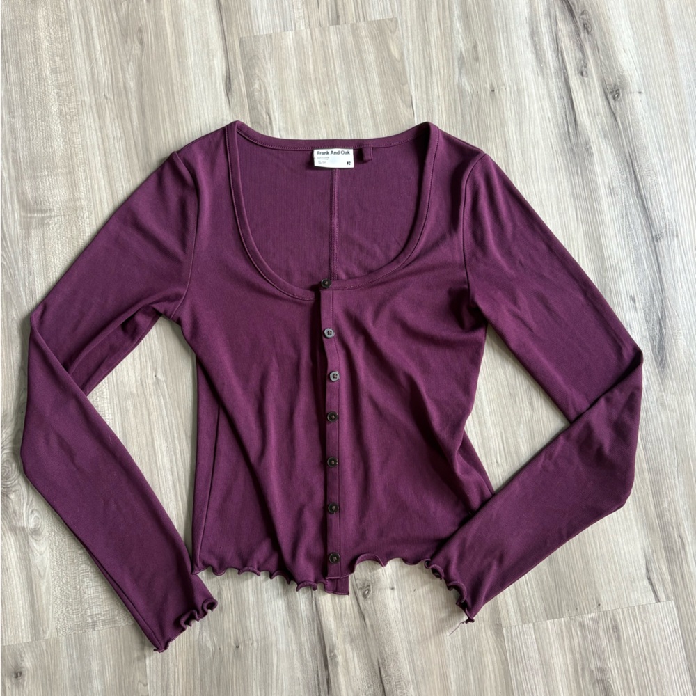 Frank and Oak light stretchy button up cardigan